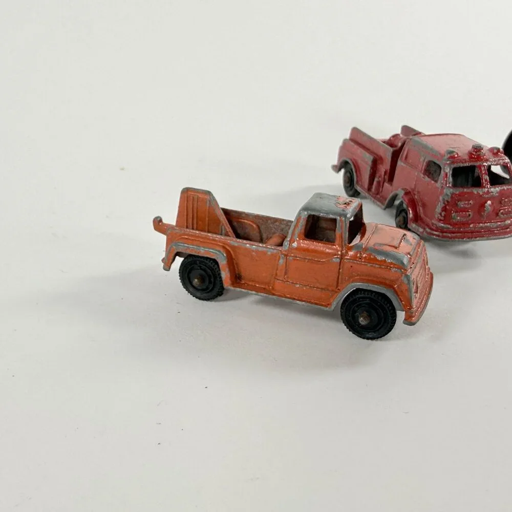 Vintage Tootsie Diecast Fire Truck Ford Wrecker & Hong Kong Road Roller 1960s
